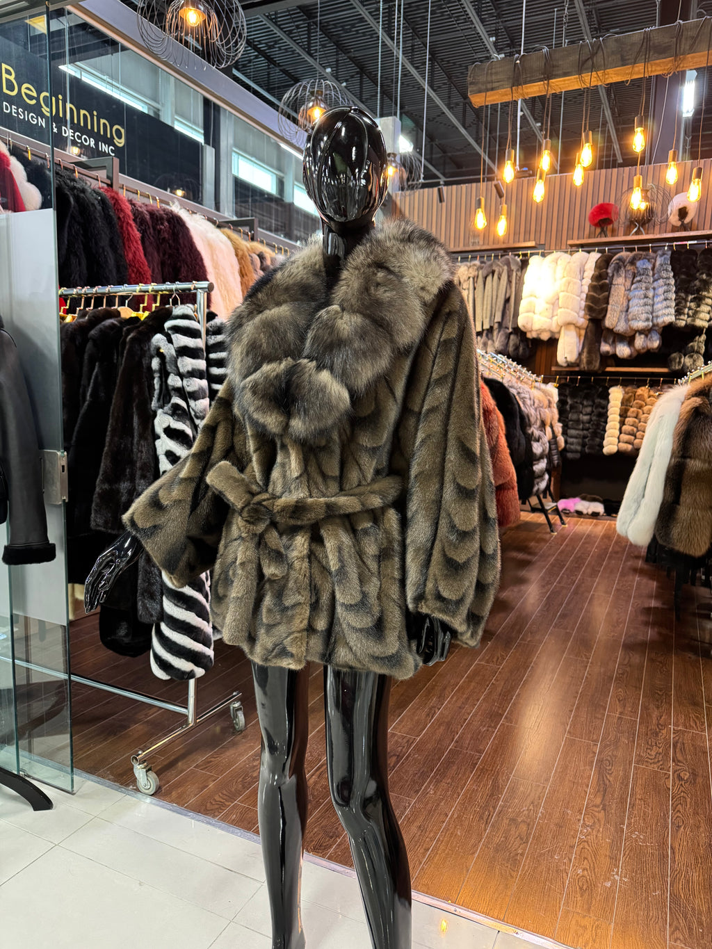 Brown Fox Fur & Alcantara Coat