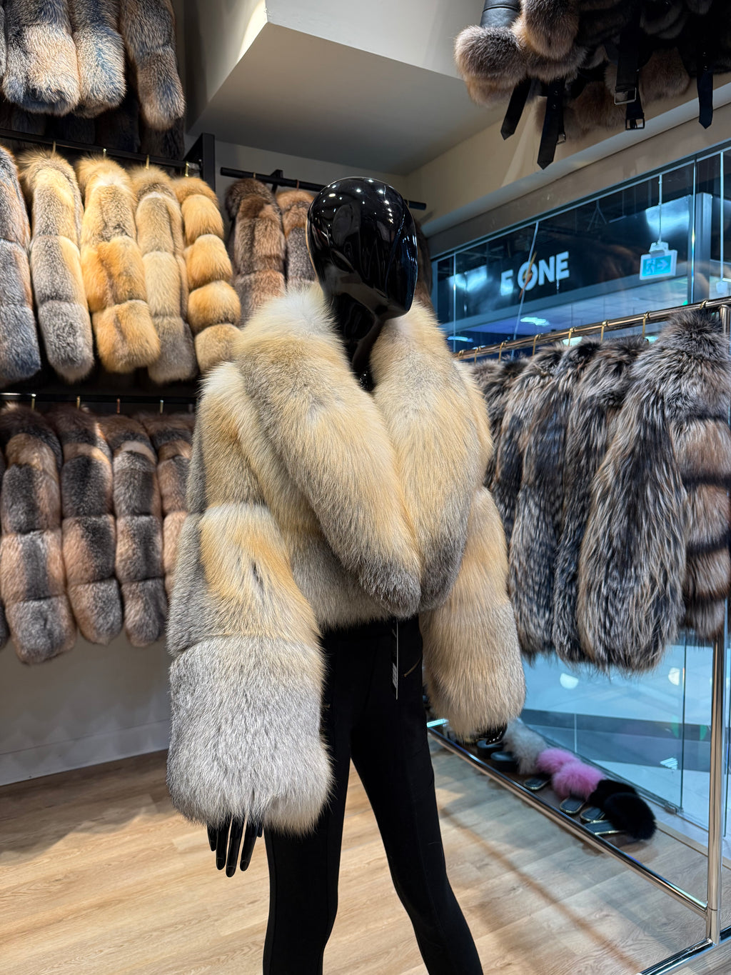 Natural Gold One-Piece Genuine Fox Fur Jacket – Luxury Design
