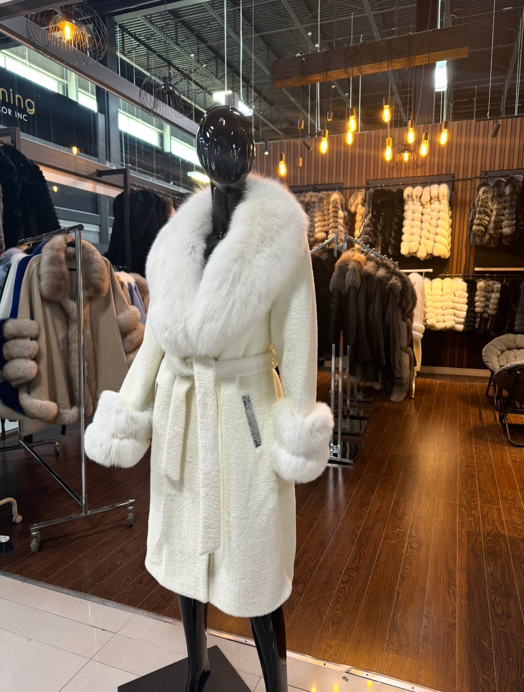 White Fox Fur & Alcantara Coat