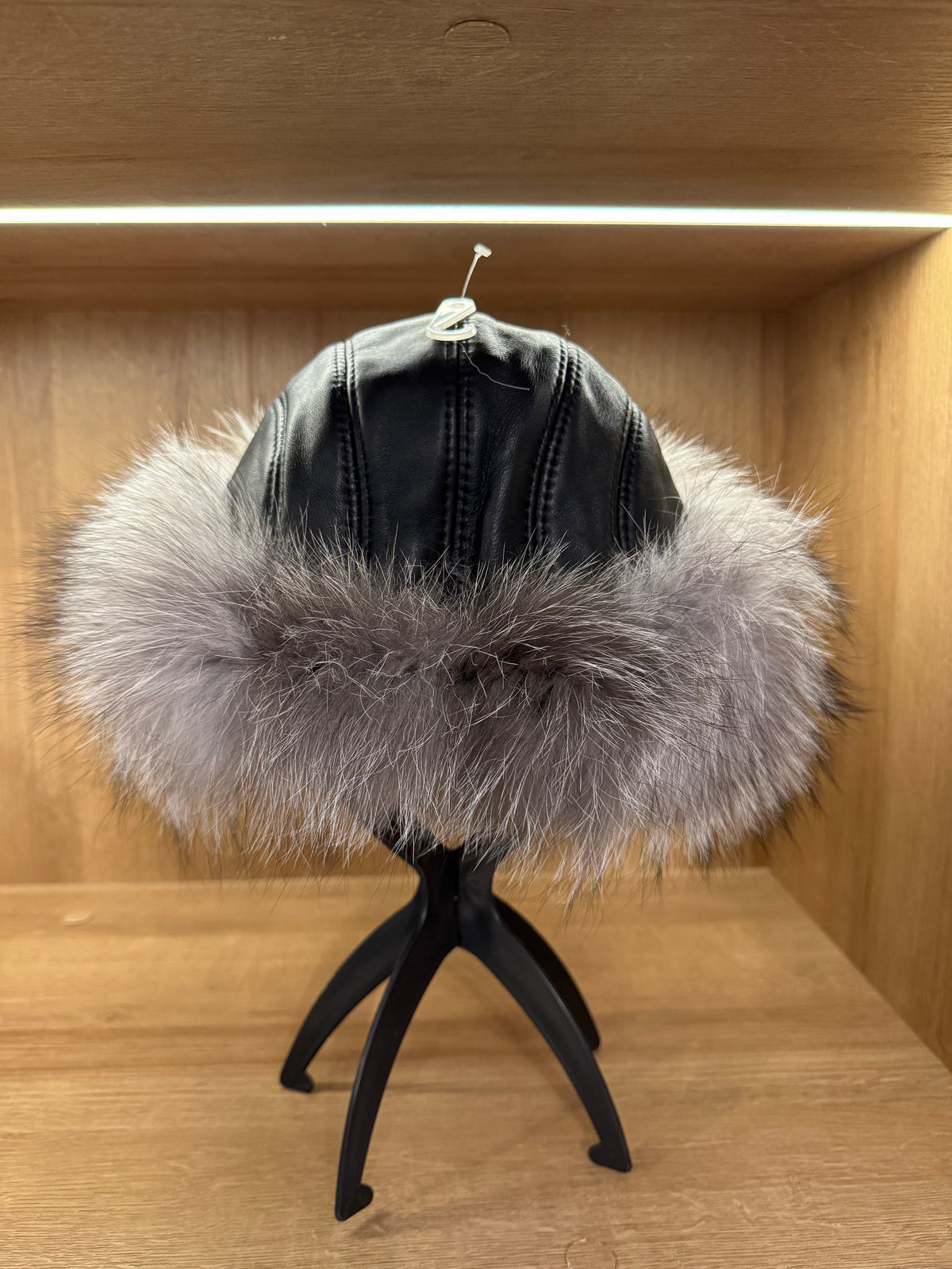 Silver Frost Fox Fur & Genuine Leather Luxury Hat