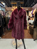 Luxury Burgundy Fox Fur Coat – Elegant, Full & Premium Quality