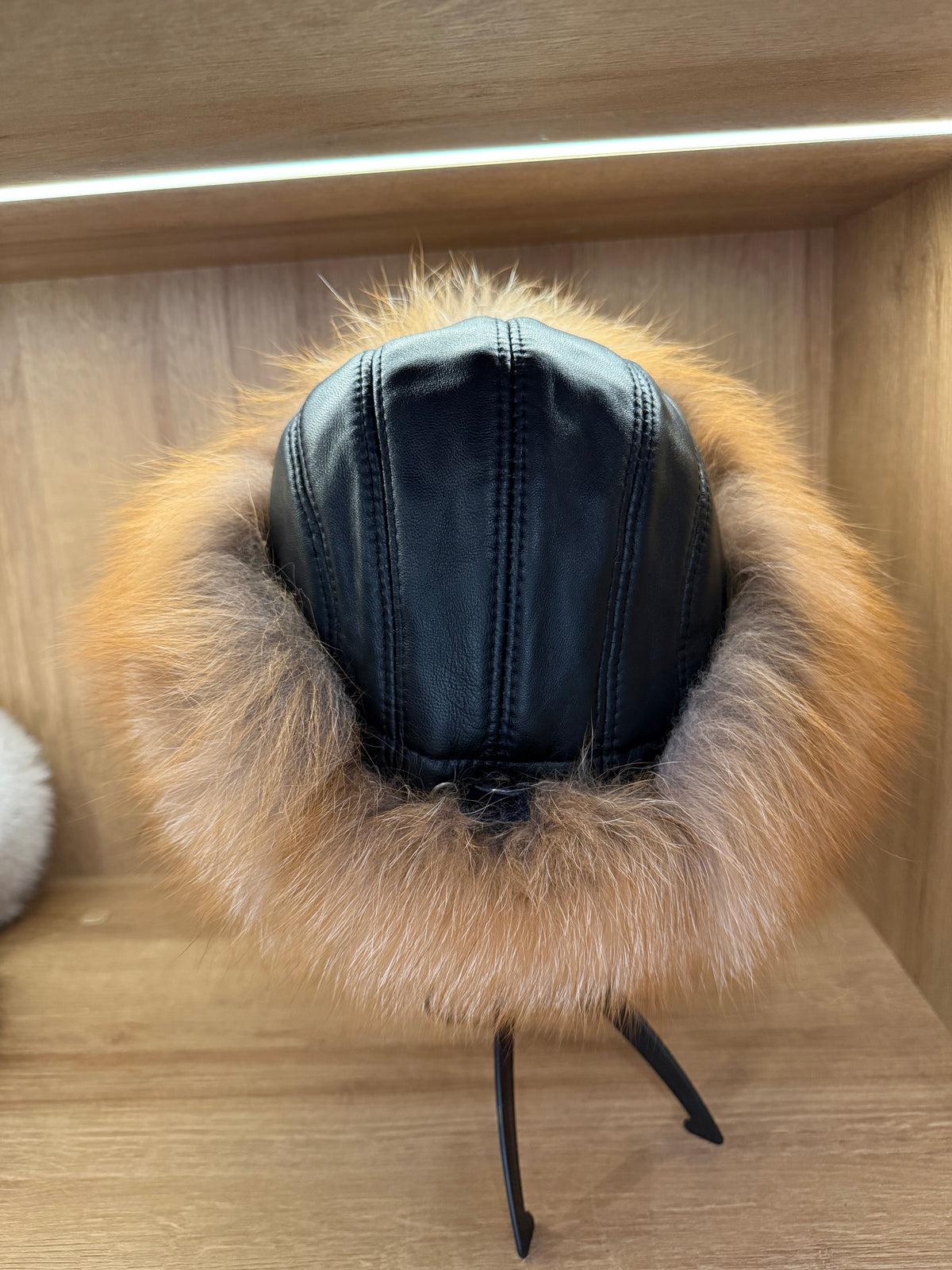 Natural Fox Fur & Genuine Leather Luxury Hat