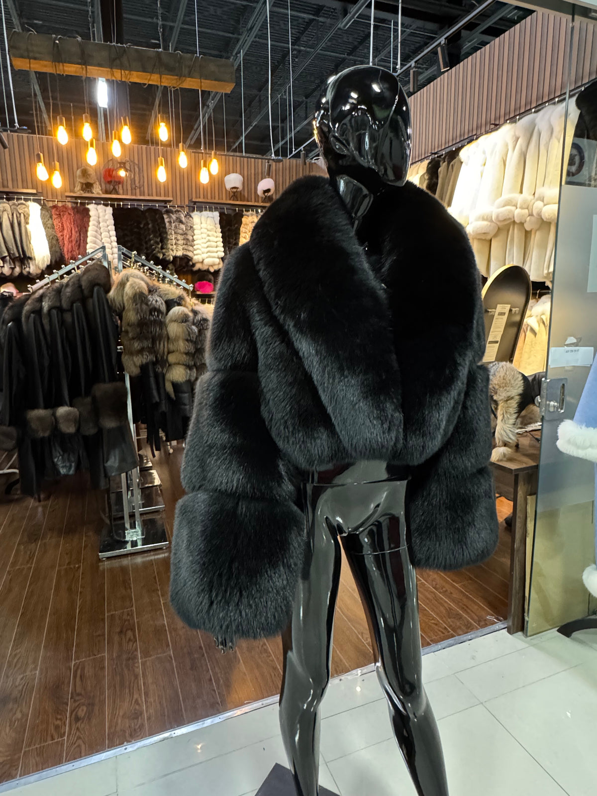Luxury Black Fox Fur Jacket