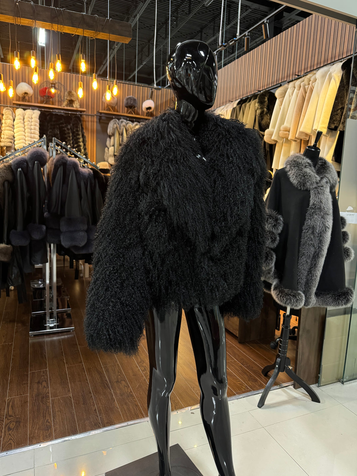 Black Tibetan Lamb Fur Jacket