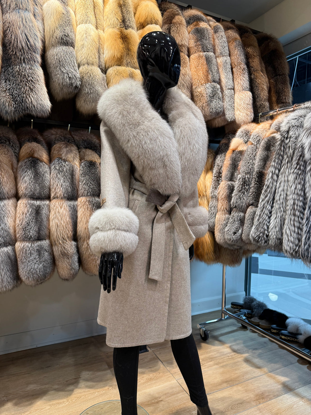 Fox Fur and Alpaca Fabric Coat