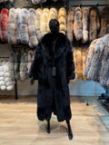 Luxury Black Fox Fur Coat – 130 cm | Premium Real Fox Fur | Full Length