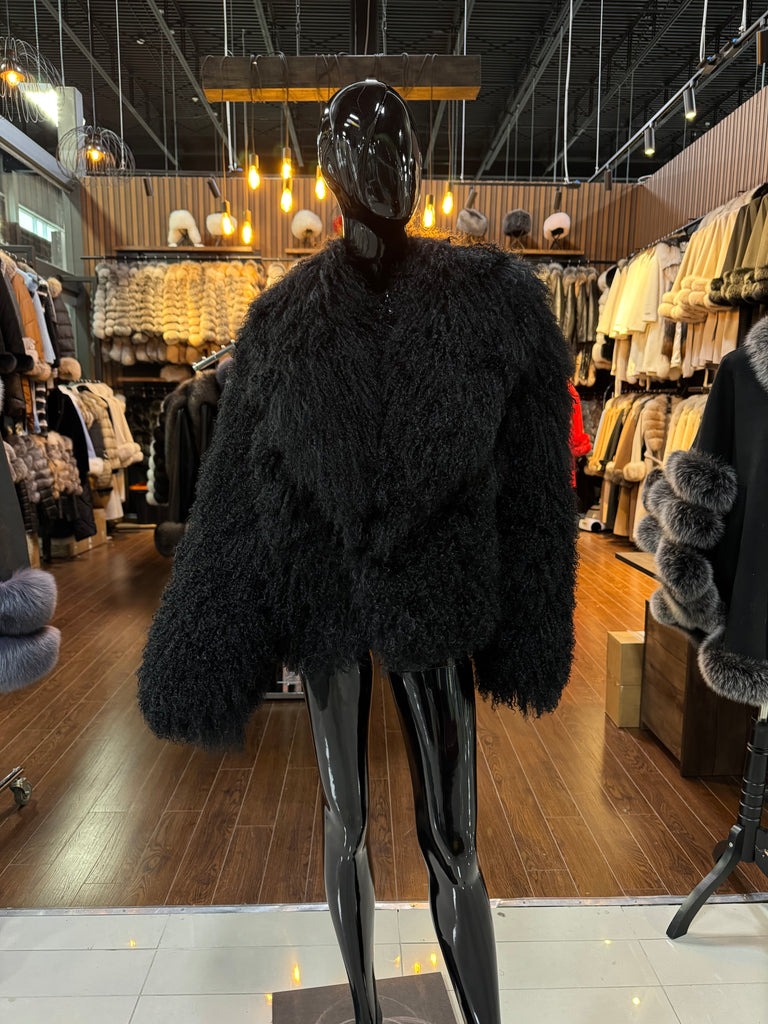 Black Tibetan Lamb Fur Jacket