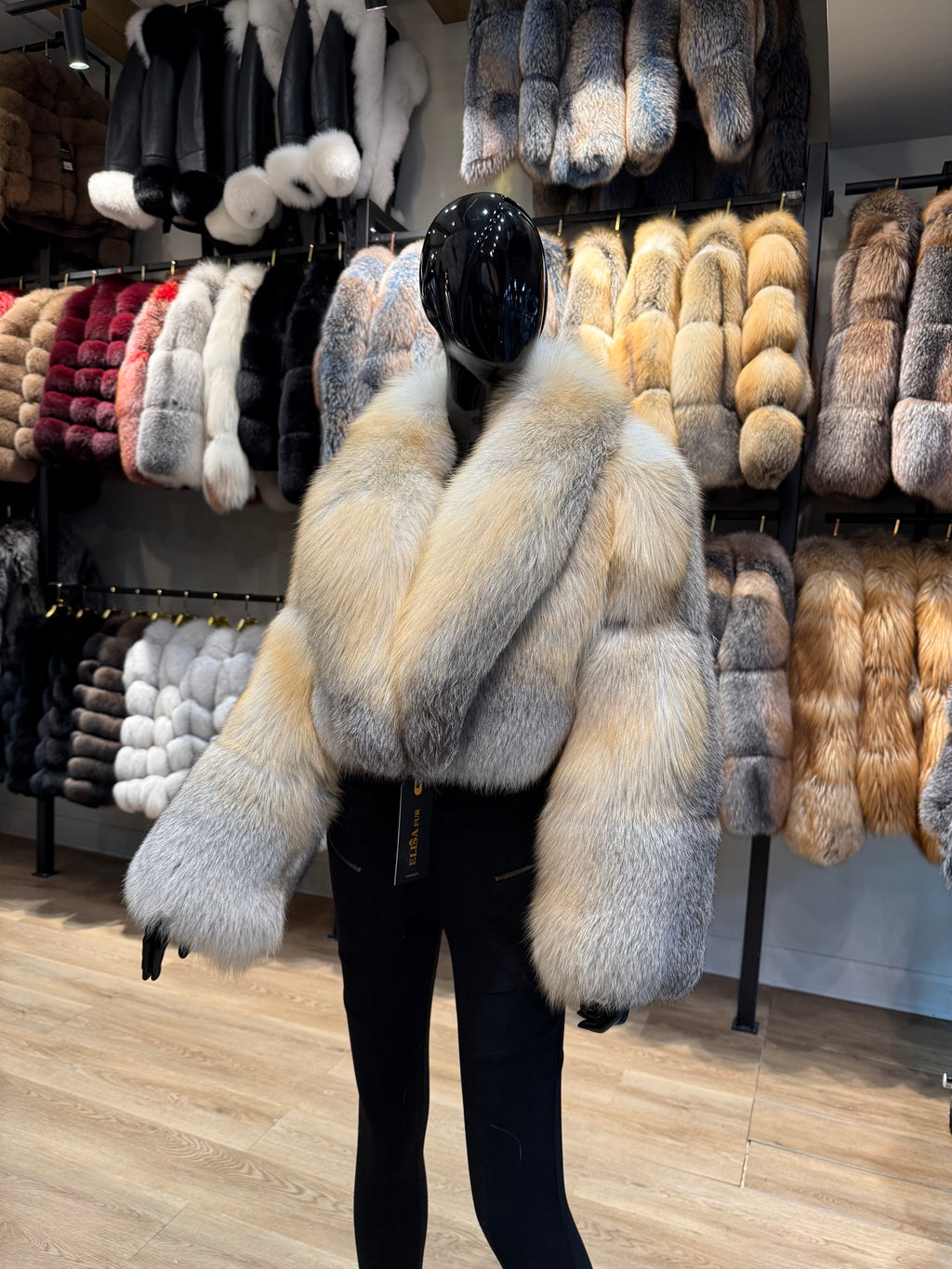 Natural Gold One-Piece Genuine Fox Fur Jacket – Luxury Design