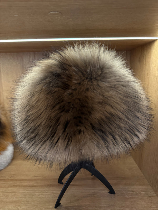 Natural Raccoon Fur & Genuine Leather Luxury Hat