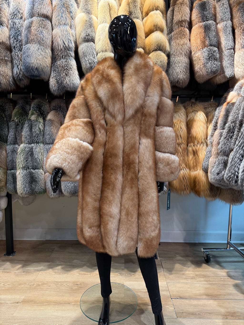 Luxury Golden Fox Fur Coat, Premium Quality