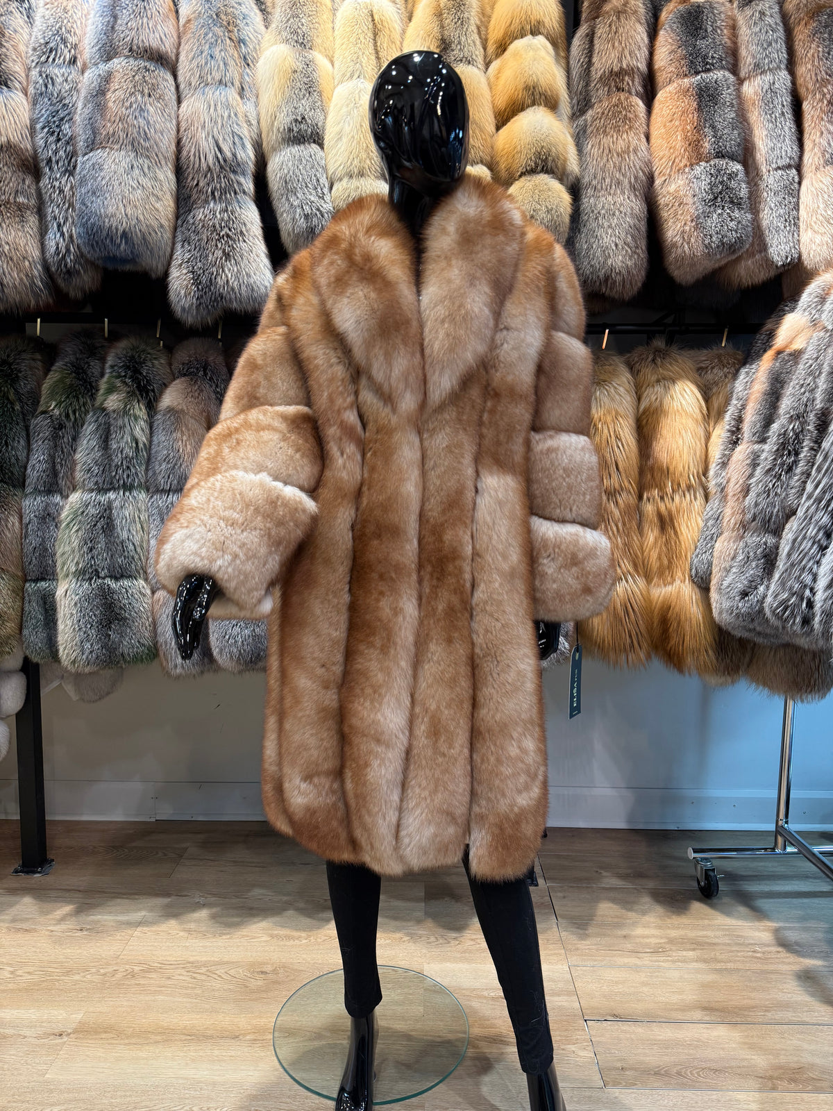 Luxury Golden Fox Fur Coat, Premium Quality