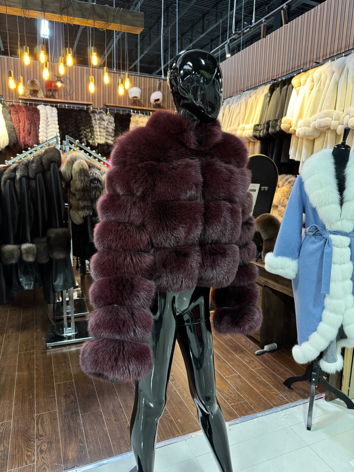 Burgundy Fox Fur Jacket