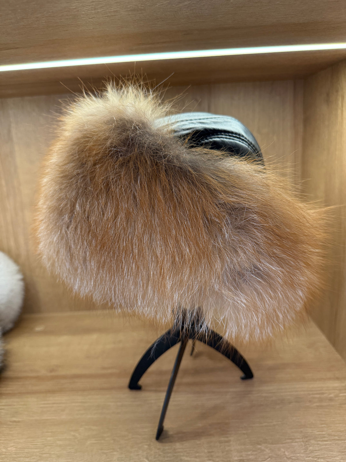 Natural Fox Fur & Genuine Leather Luxury Hat