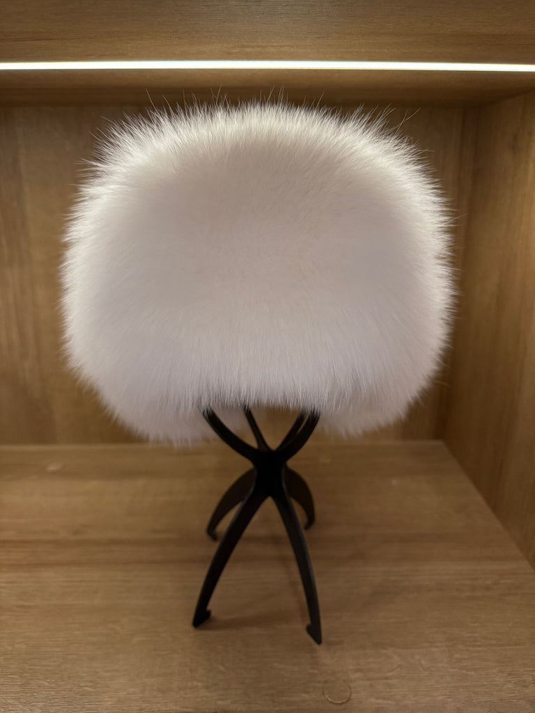 White Fox Fur & Genuine Leather Trapper Hat with Ear Flaps
