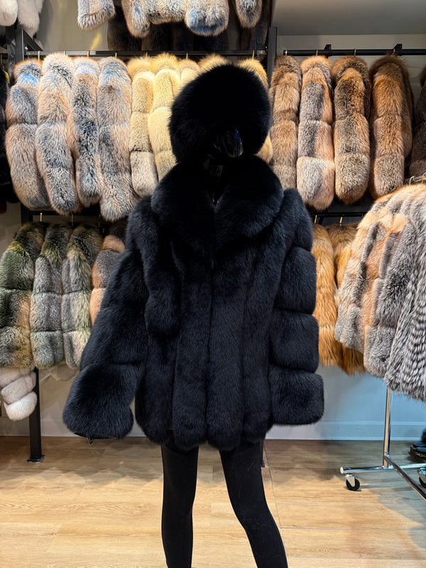 Black Fox Fur Jacket – Timeless Luxury & Elegance