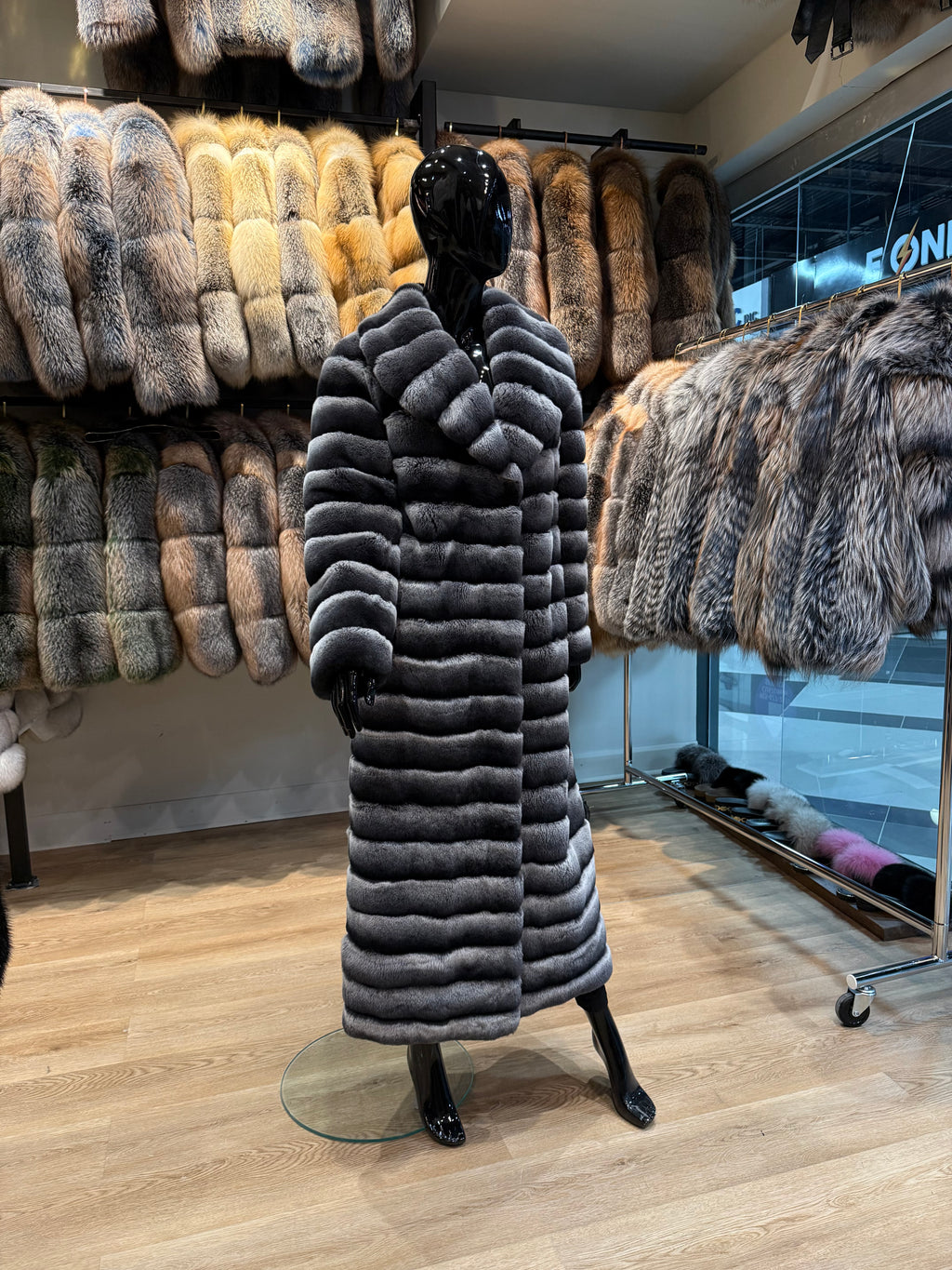 Luxury Rex Rabbit Fur Long Coat – 130 cm Full-Length Women’s Winter Coat
