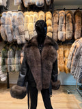 Sable Fox Fur Shearling Leather Jacket – Fully Fur Lined Luxury Winter Coat for Women