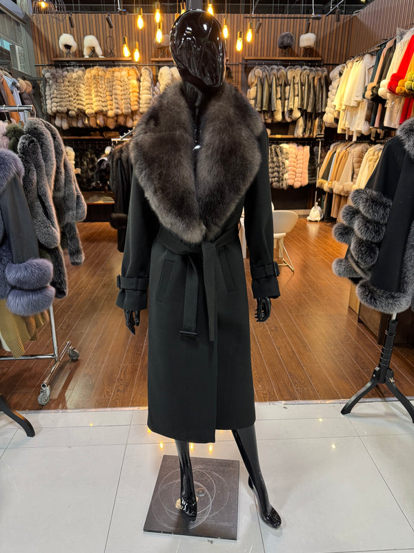 Fur Fur and Cashmere Fabric coat