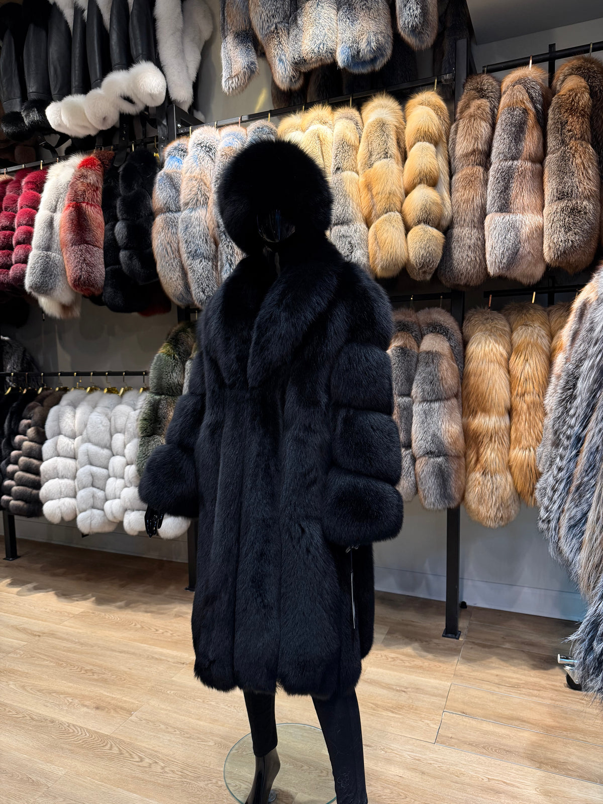 Luxury Black Fox Fur Coat – Premium Quality