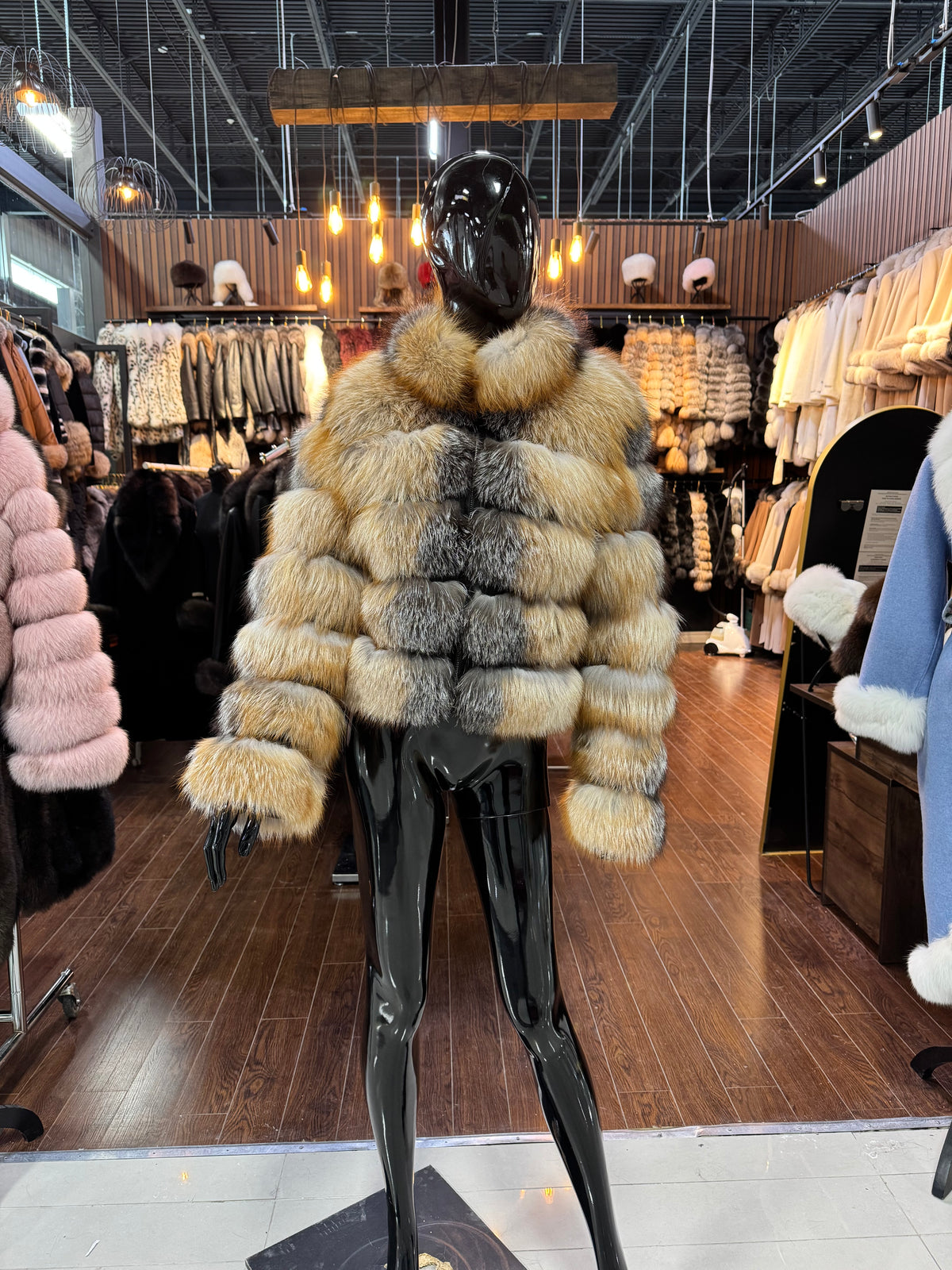 Natural Color Fox Fur Jacket