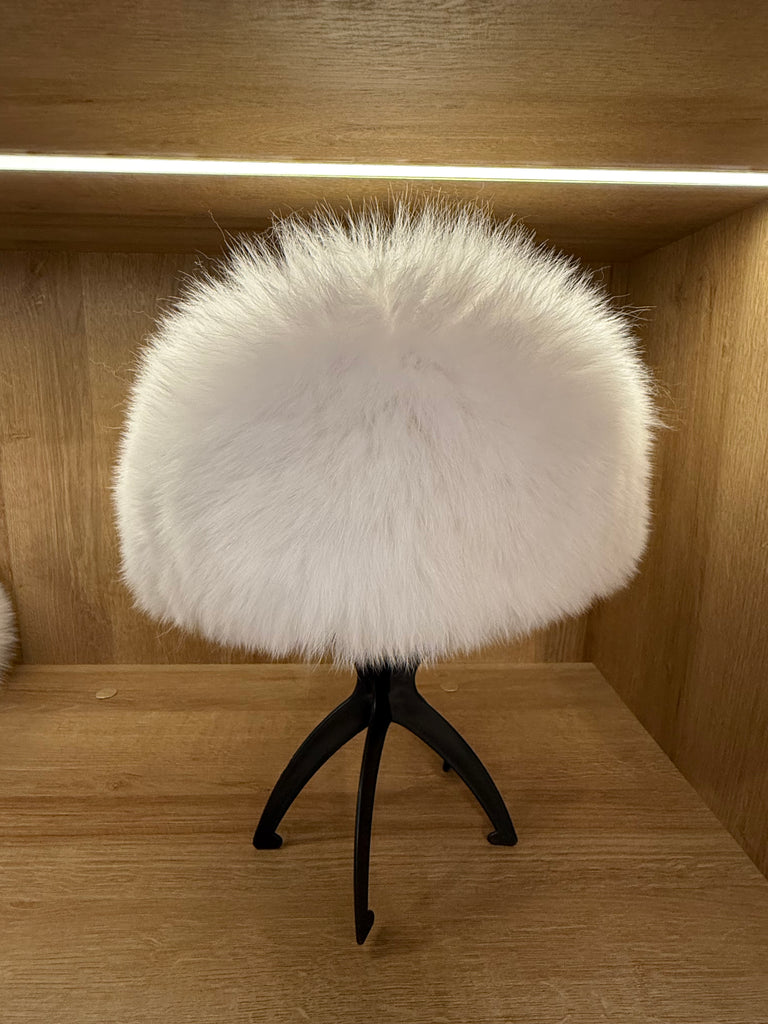 White Fox Fur & Genuine Leather Luxury Hat