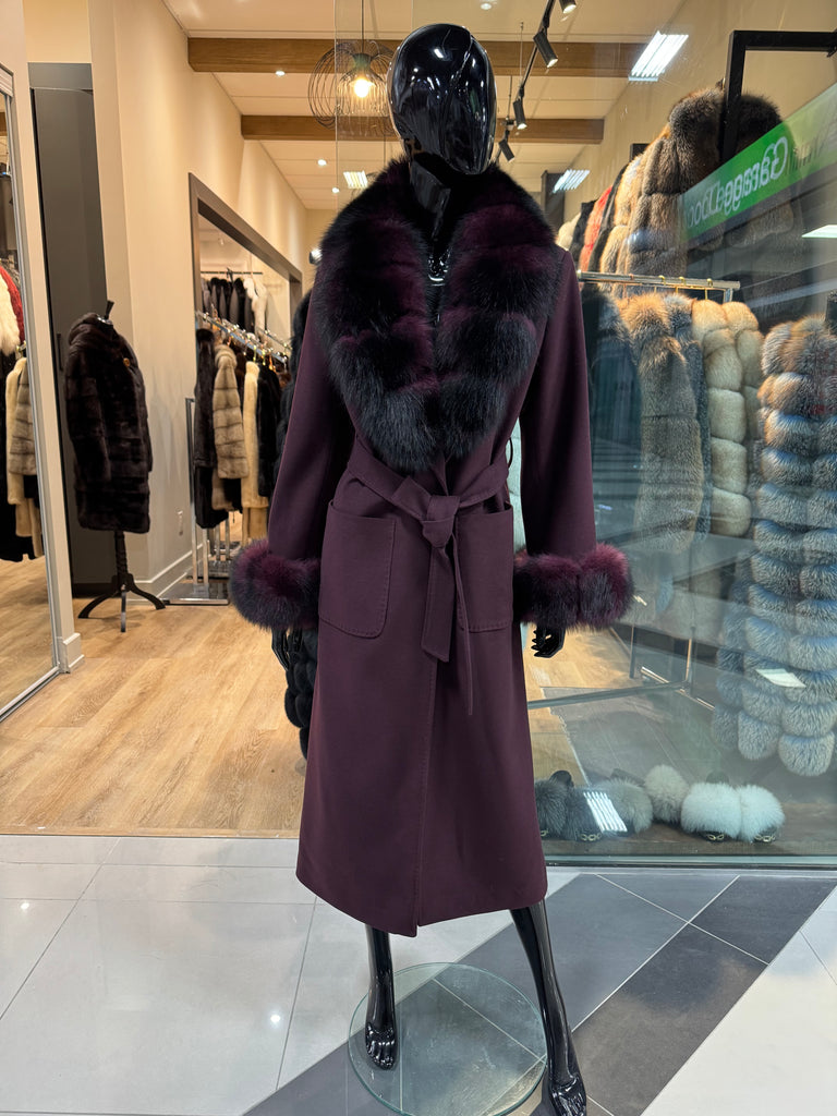Luxury Genuine Fox Fur & Cashmere Coat – Elegant Winter Design