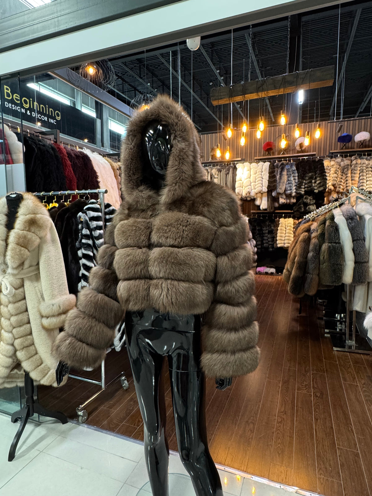Brown Fox Fur Hooded Short Jacket – Luxury Real Fur Coat