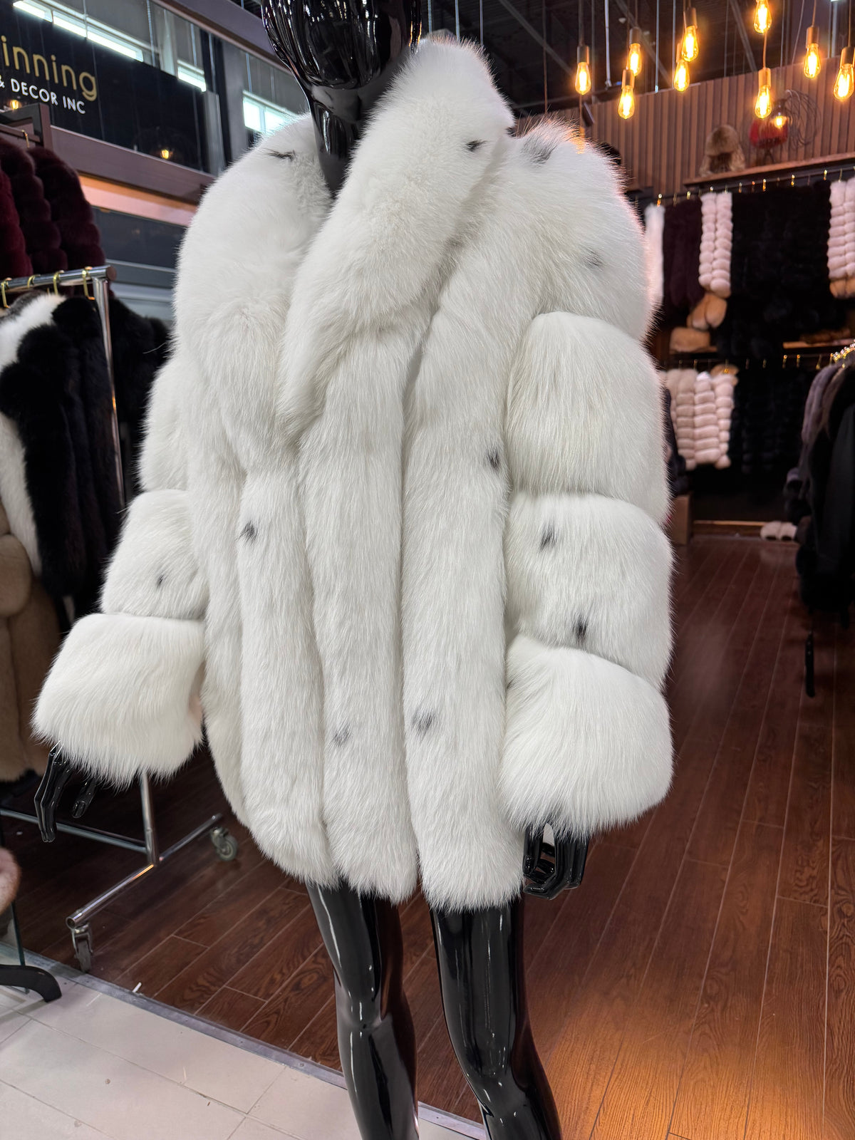 Exclusive Design Dalmatian White Fox Fur Jacket