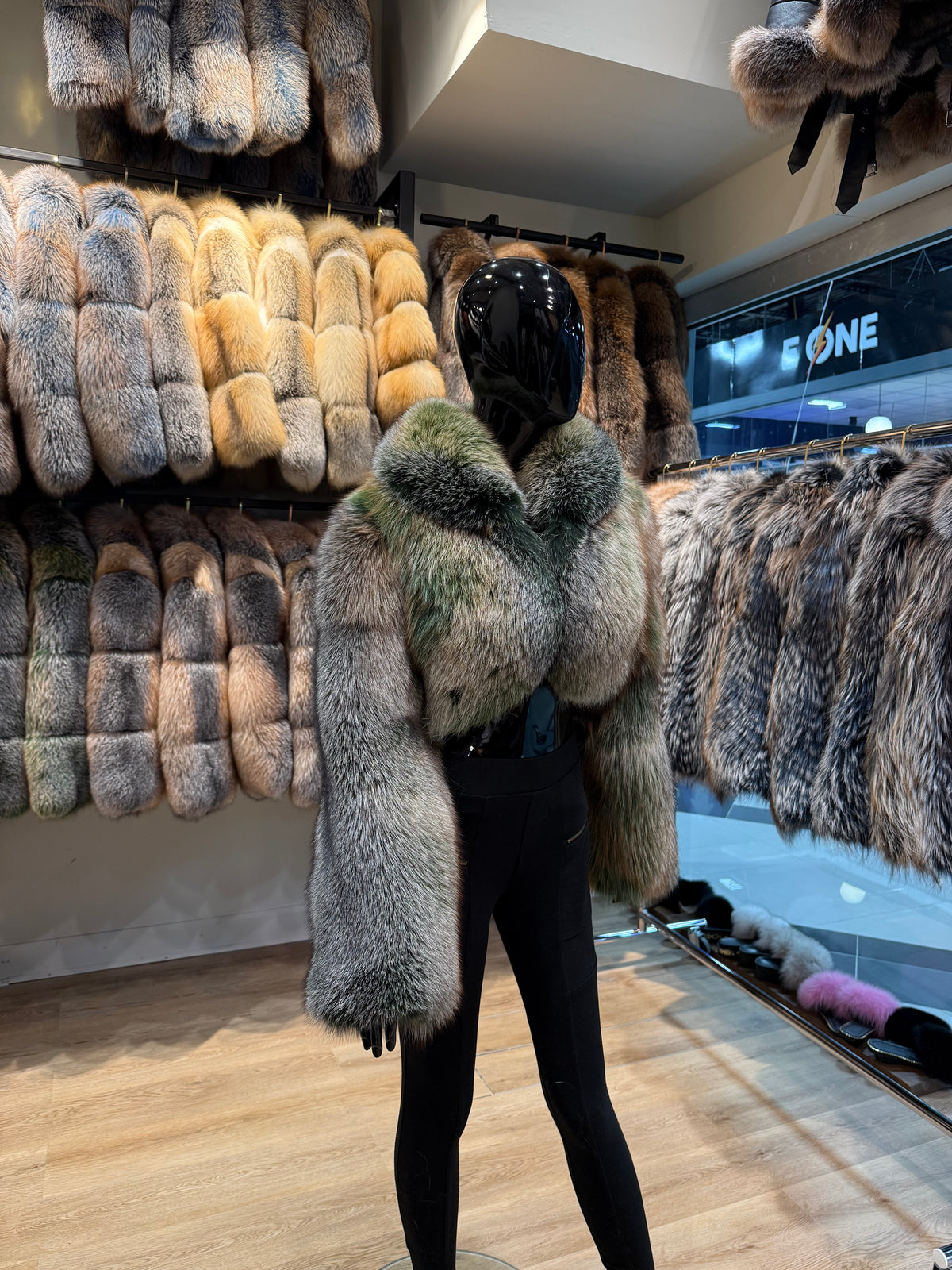 Green One-Piece Genuine Fox Fur Jacket – Exclusive Design
