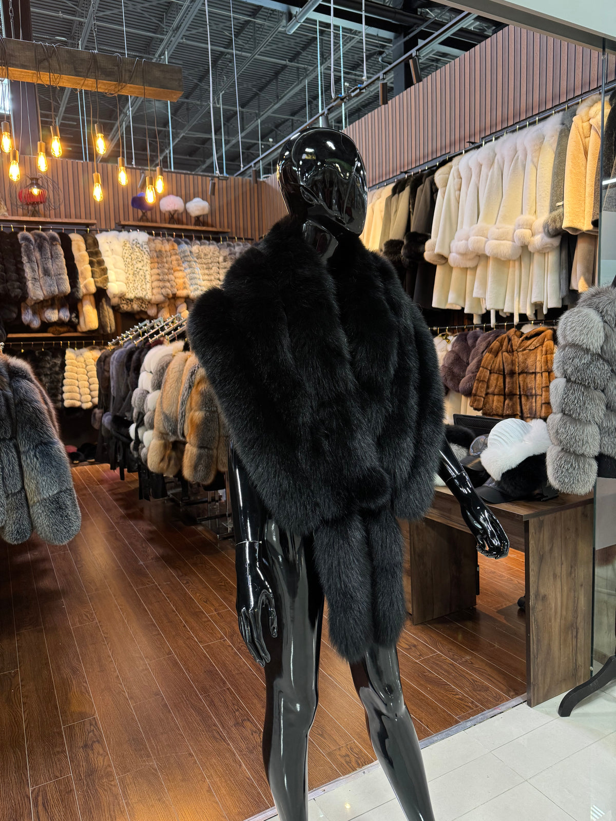 Luxury Black Fox Fur Shawl – 100% Real & Elegant
