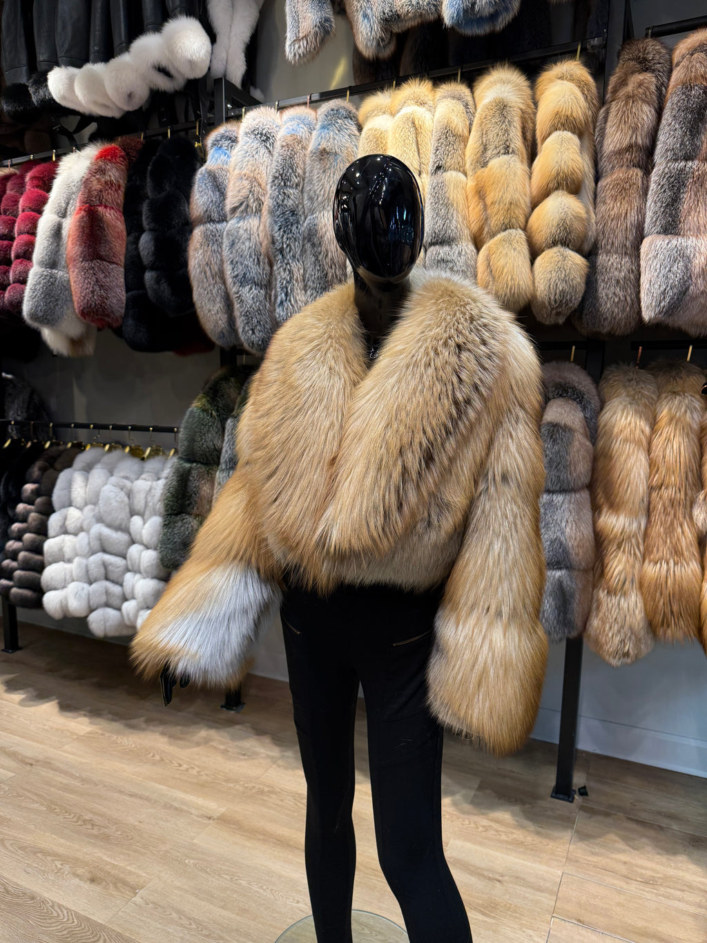 Natural Gold Fox Fur – One Piece Full Fur Special Design Luxury Jacket