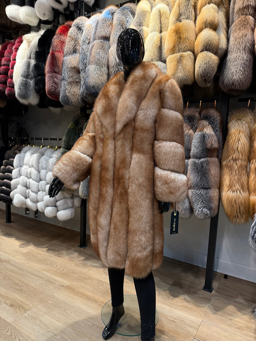Luxury Golden Fox Fur Coat, Premium Quality