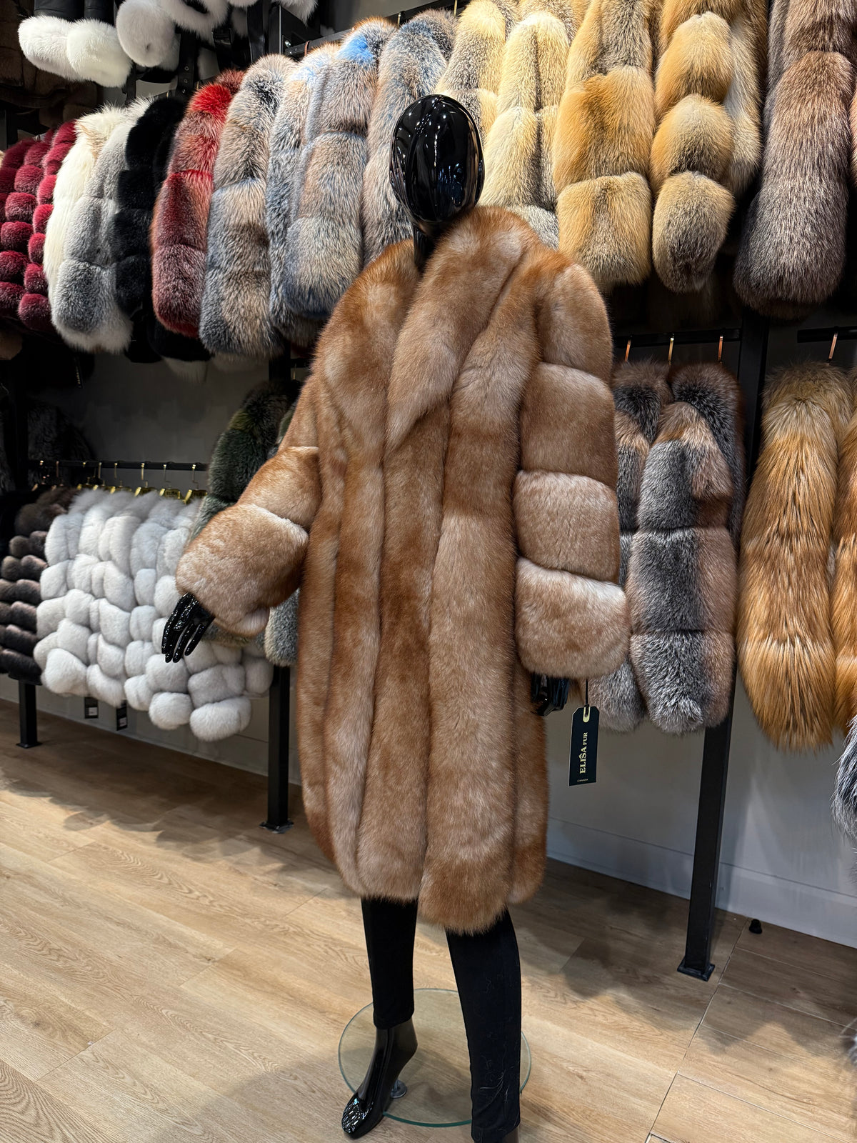 Luxury Golden Fox Fur Coat, Premium Quality