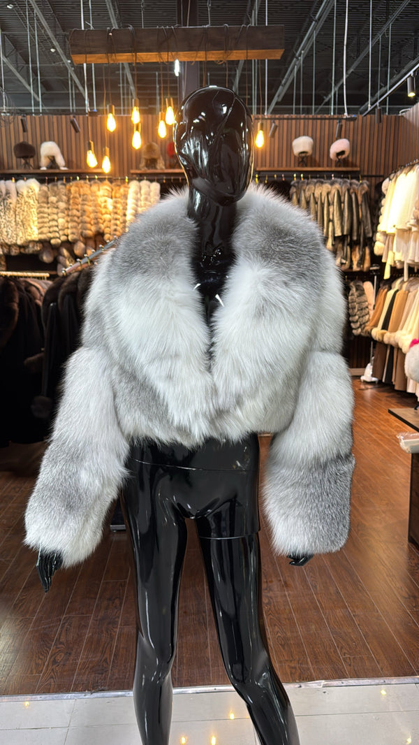 Large Collar Fox Fur Coat