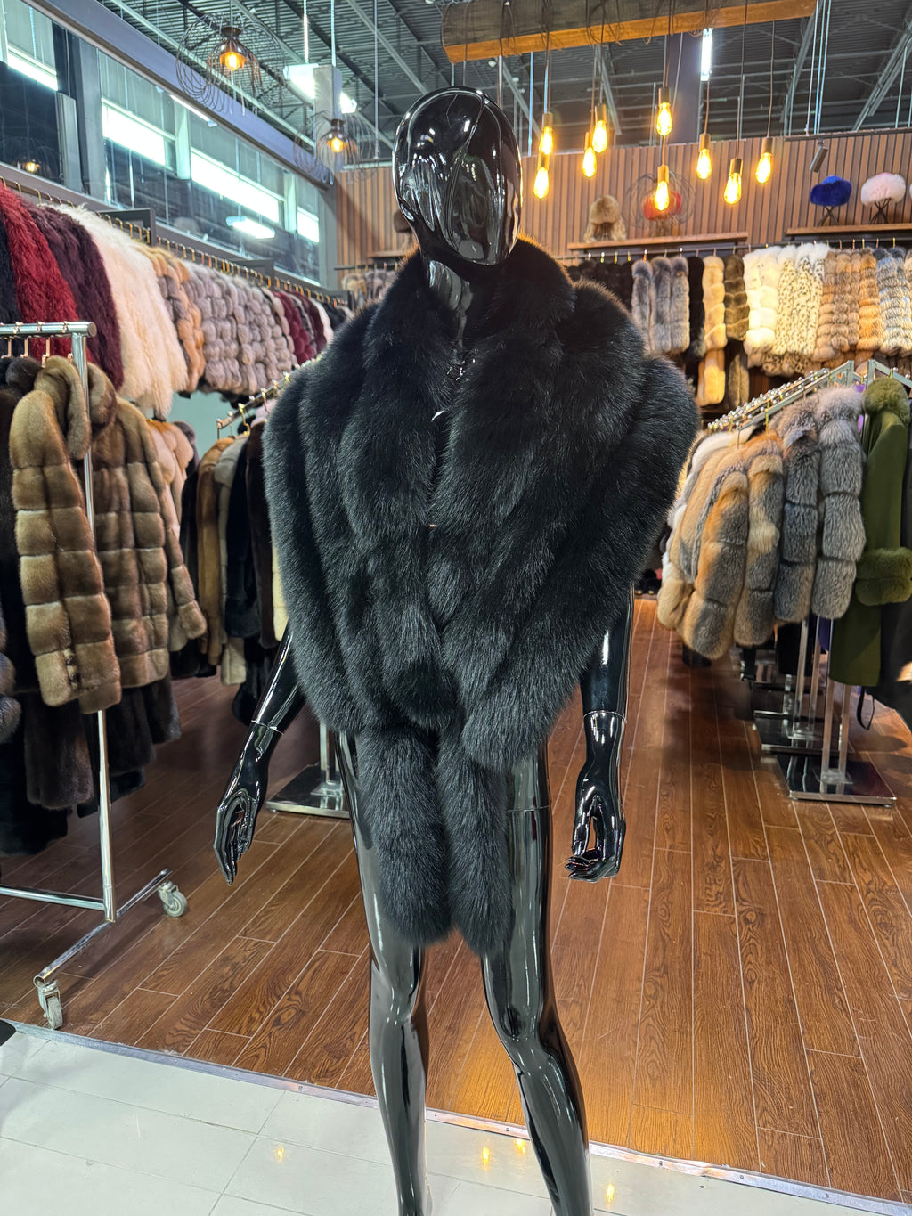 Luxury Black Fox Fur Shawl – 100% Real & Elegant