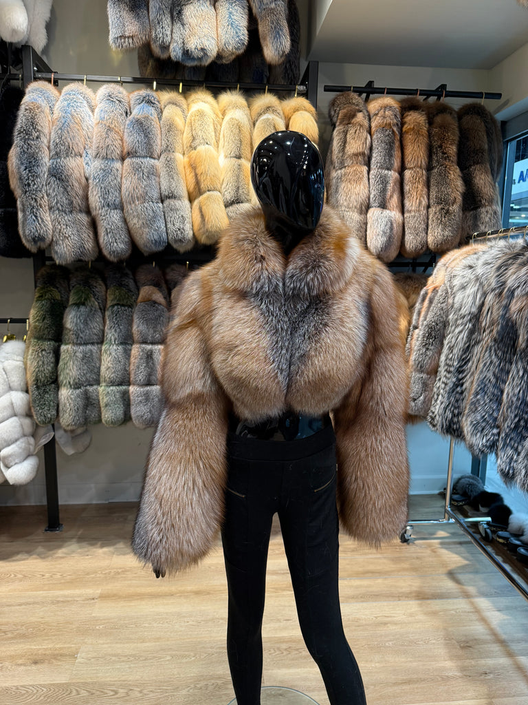 Natural Color One-Piece Genuine Fox Fur Jacket – Exclusive Design