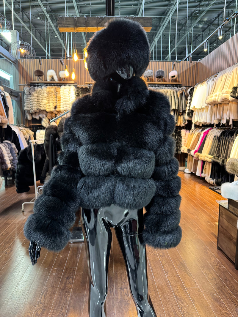 Black Fox Fur Jacket – Elisa Fur