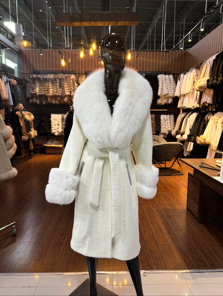 White Fox Fur & Alcantara Coat