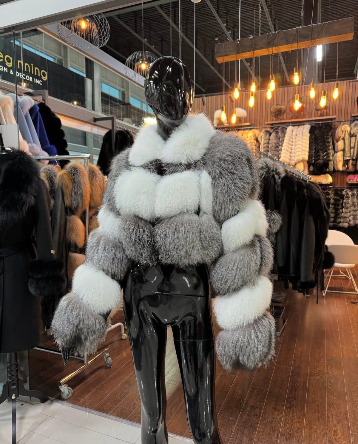 Silver and White Real Fox Fur Jacket – Premium Handmade Design
