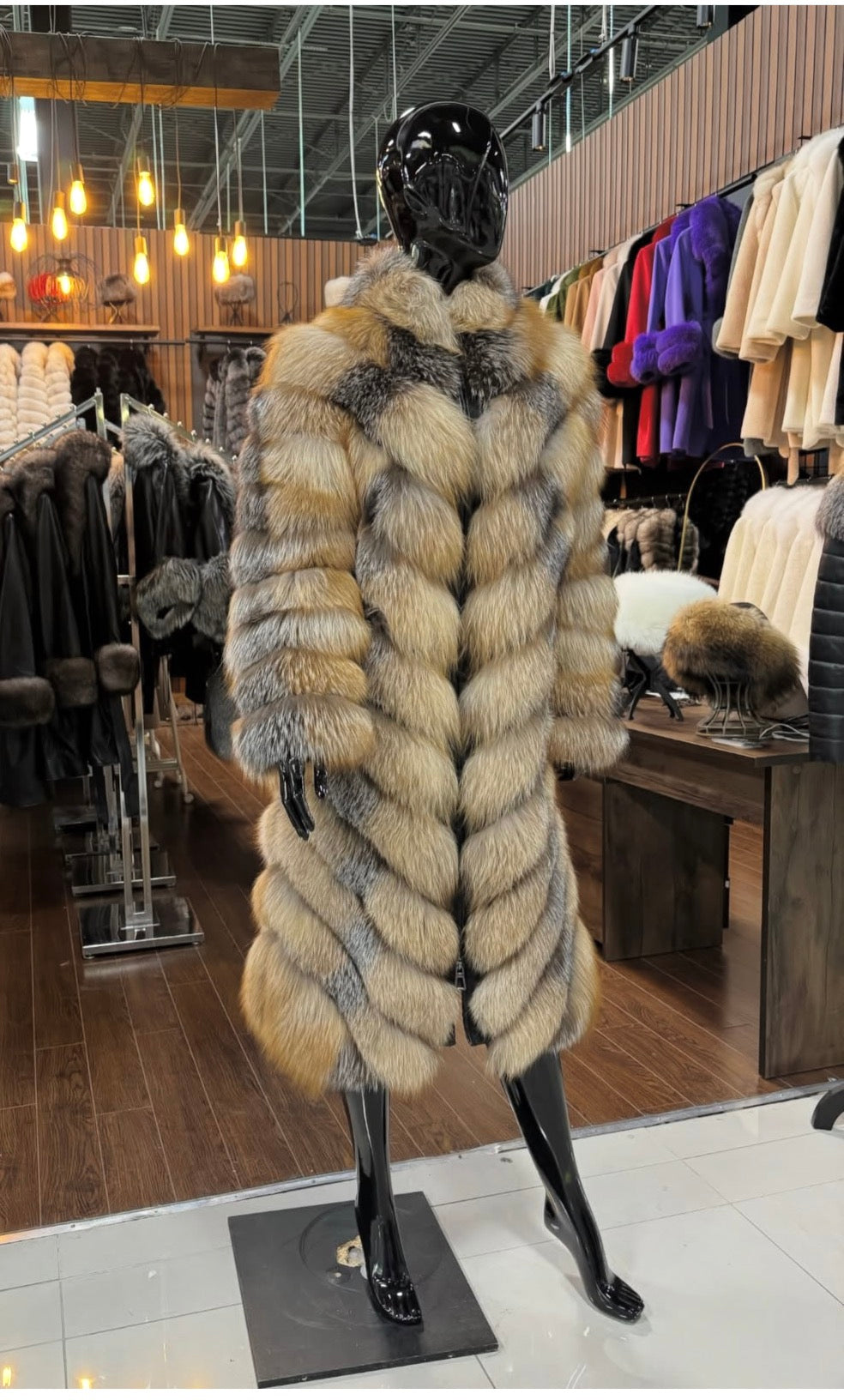 Natural Fox Fur Long Coat – Luxury Full-Length Real Fur Overcoat