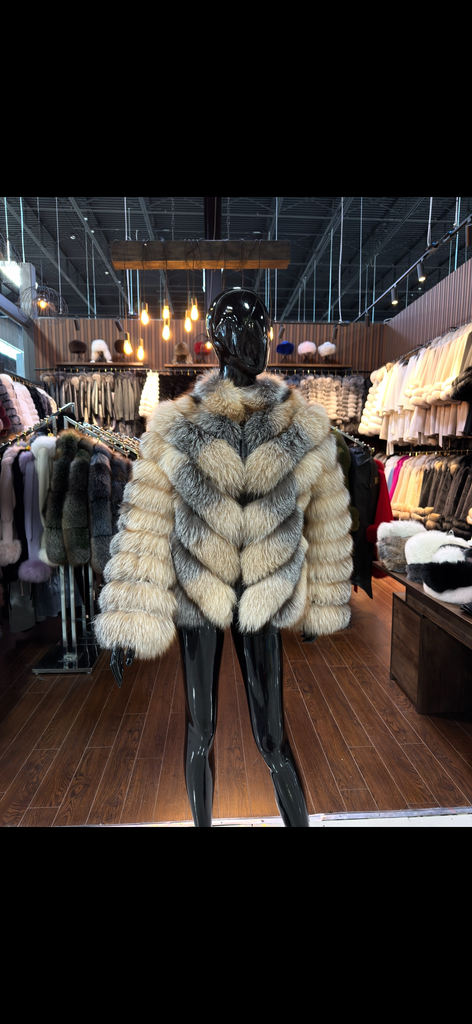 Natural Fox Fur Luxury Women’s Jacket – 100% Real Fur, Handmade