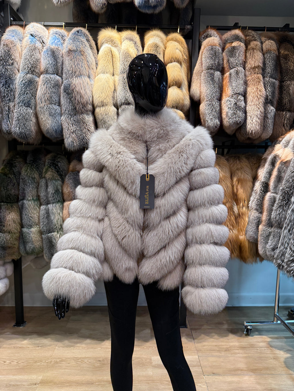 Brown Fox Fur Coat for Women – Luxury Warm Winter Jacket