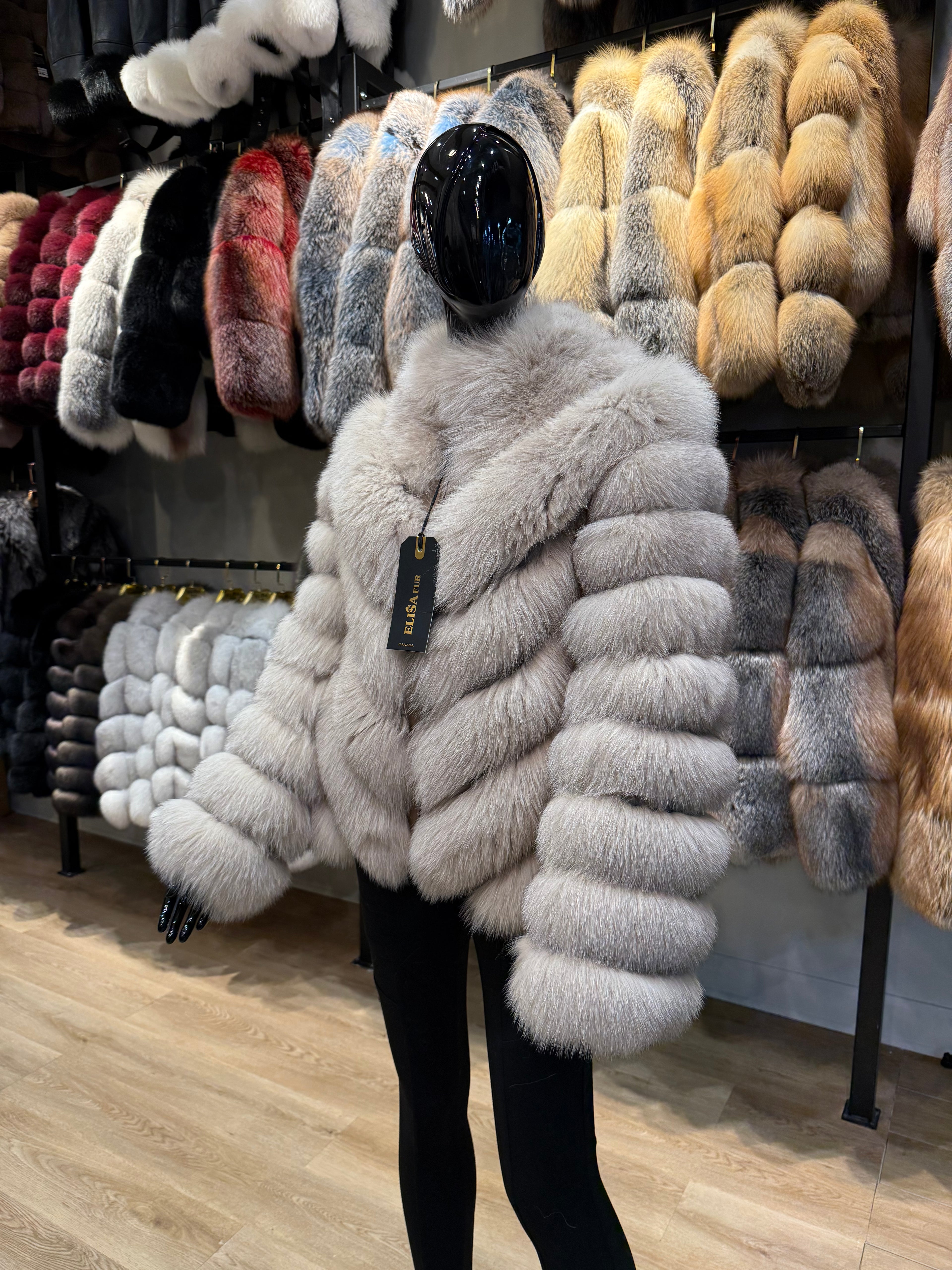 Brown Fox Fur Coat for Women – Luxury Warm Winter Jacket