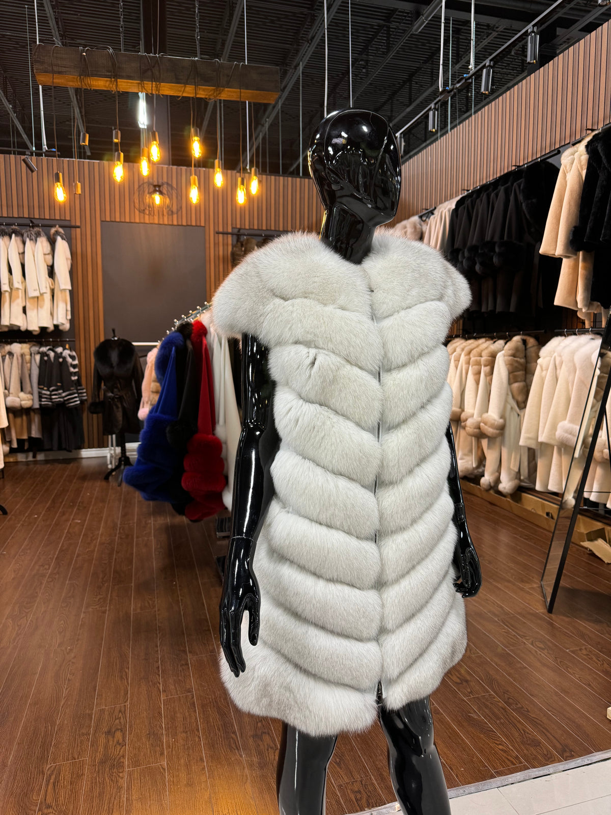 White Fox Fur Vest for Women – Luxury Warm & Stylish Outerwear