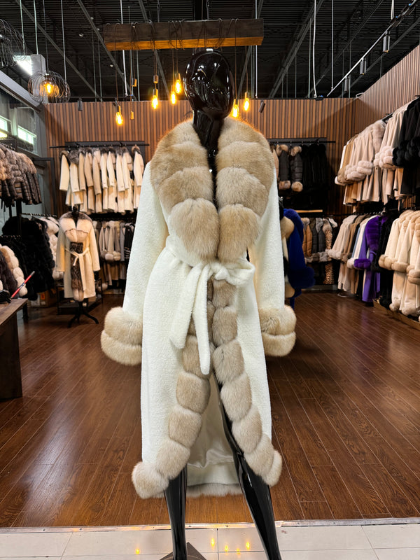 Exclusive Fox Fur Trimmed Alcantara Coat – Luxury Women’s Designer Jacket