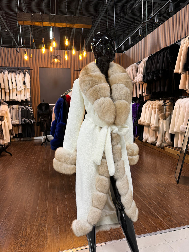 Exclusive Fox Fur Trimmed Alcantara Coat – Luxury Women's Designer