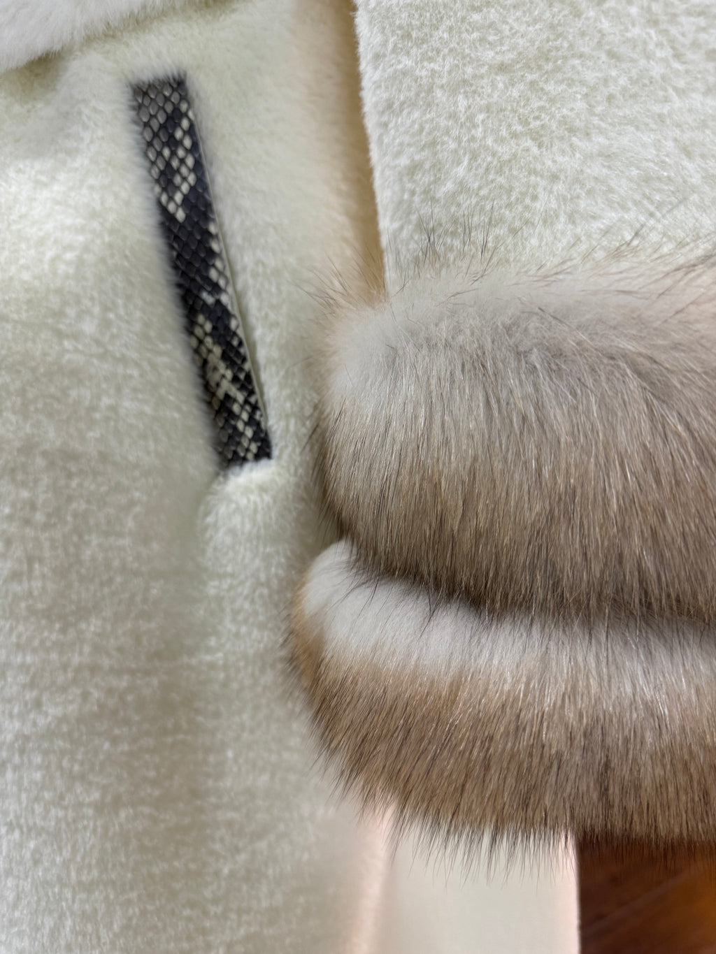 White Alcantara and Real Fox Fur Coat: An Expression of Natural Elegance