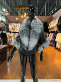 Silver Fox Fur & Genuine Leather Jacket – Luxury Women’s Winter Coat
