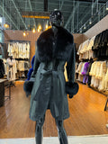 Long Leather & Fox Fur Coat – Luxury Women’s Winter Outerwear