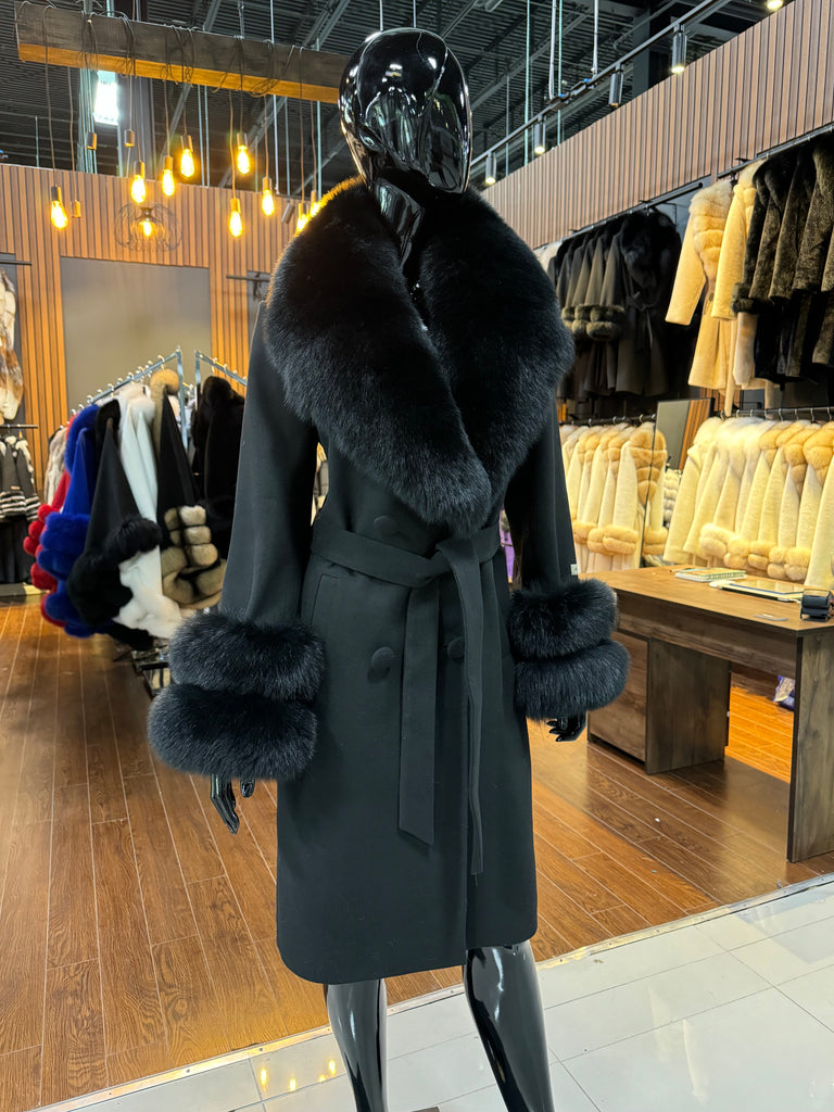 Black Fox Fur and Cashmere Coat – Elisa Fur